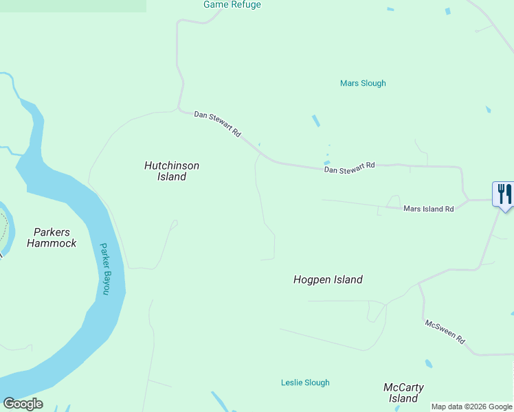 map of restaurants, bars, coffee shops, grocery stores, and more near 54 Island Road in Picayune