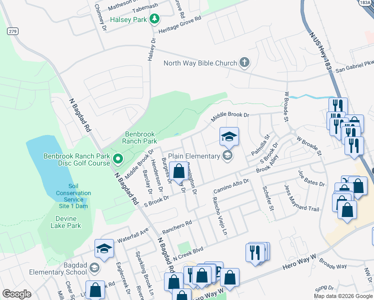 map of restaurants, bars, coffee shops, grocery stores, and more near 1116 Remington Dr in Leander
