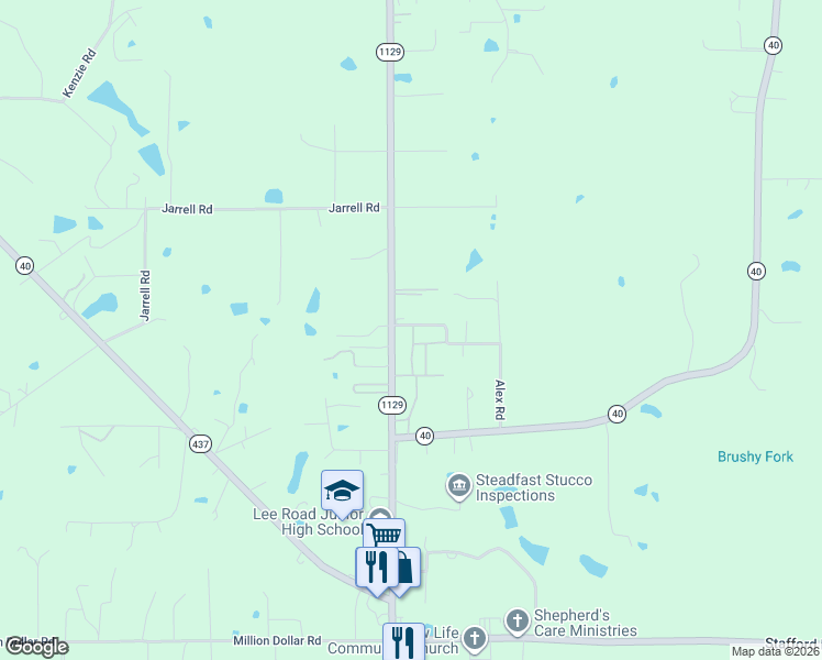 map of restaurants, bars, coffee shops, grocery stores, and more near 20094 Campground Road in Covington