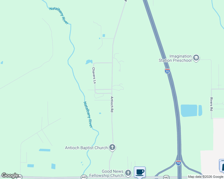 map of restaurants, bars, coffee shops, grocery stores, and more near 50375 Antioch Road in Tickfaw