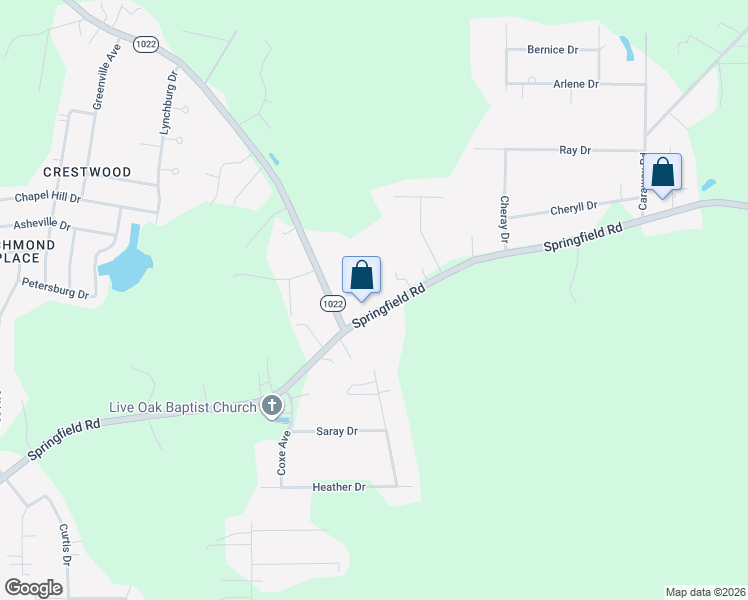 map of restaurants, bars, coffee shops, grocery stores, and more near 10309 Springfield Road in Denham Springs