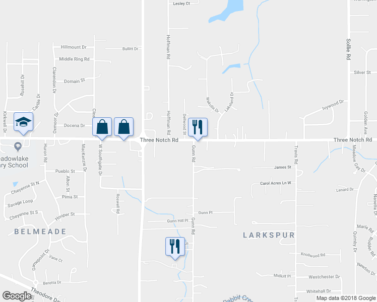 map of restaurants, bars, coffee shops, grocery stores, and more near 4950 Gunn Road in Mobile