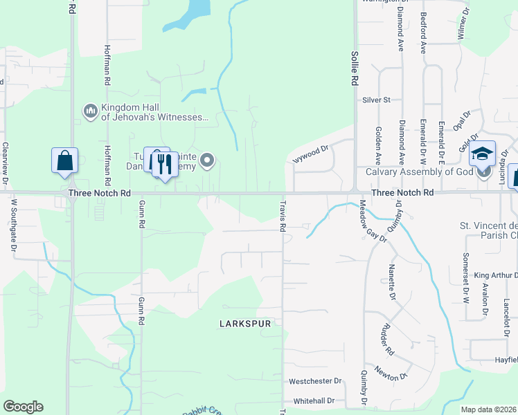 map of restaurants, bars, coffee shops, grocery stores, and more near 7331 Union Church Road in Mobile