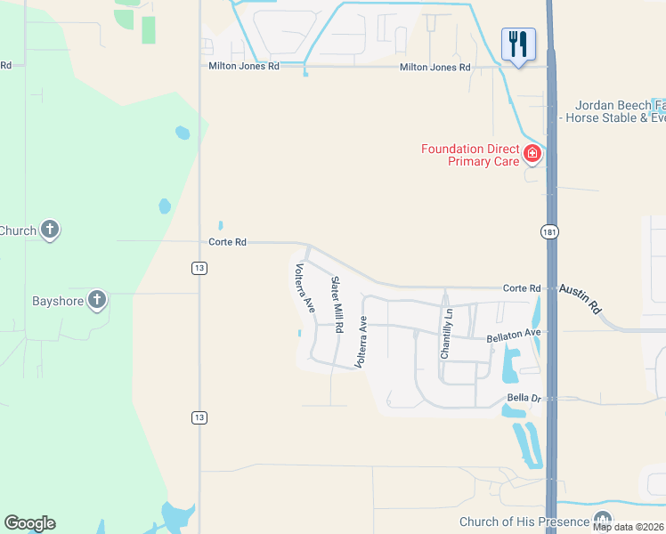 map of restaurants, bars, coffee shops, grocery stores, and more near Corte Road in Daphne