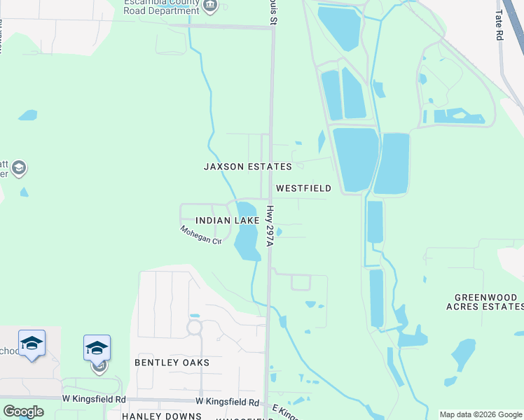 map of restaurants, bars, coffee shops, grocery stores, and more near 1131 County Road 297A in Escambia County