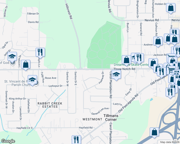 map of restaurants, bars, coffee shops, grocery stores, and more near 6226 Admiral Semmes Ave in Mobile