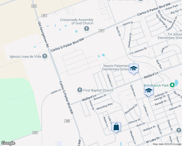 map of restaurants, bars, coffee shops, grocery stores, and more near 2108 Oaklawn Drive in Taylor