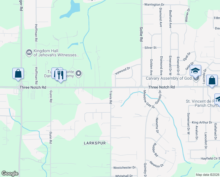map of restaurants, bars, coffee shops, grocery stores, and more near 4955 Travis Rd in Mobile