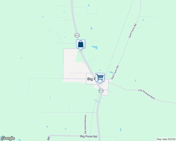 map of restaurants, bars, coffee shops, grocery stores, and more near 17001-17005 Highway 613 in Moss Point