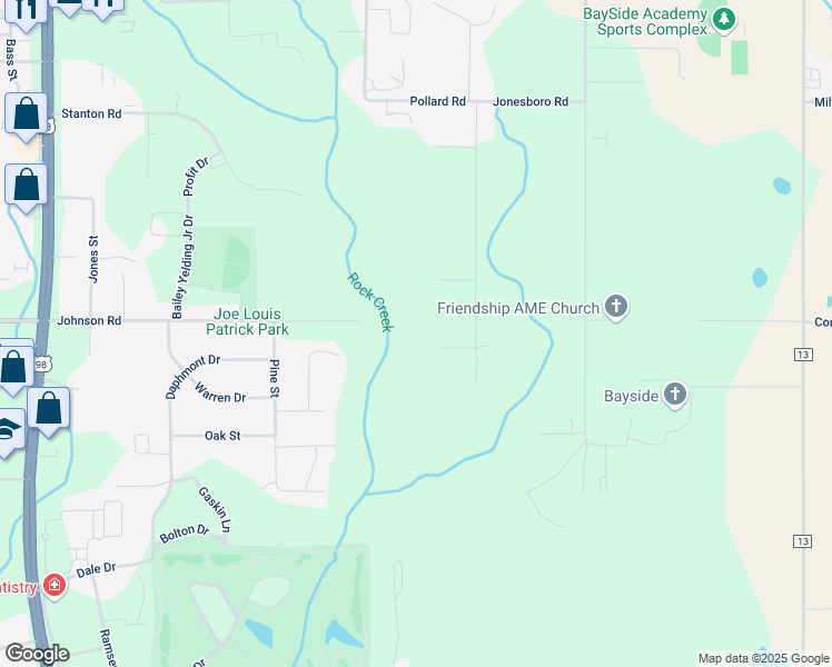 map of restaurants, bars, coffee shops, grocery stores, and more near 8189 Walton Road in Daphne