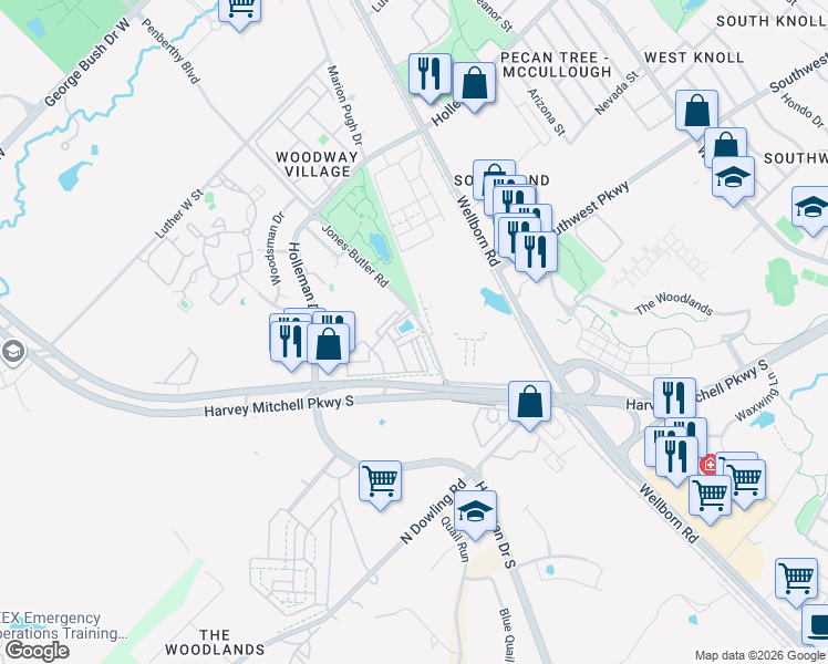 map of restaurants, bars, coffee shops, grocery stores, and more near in College Station