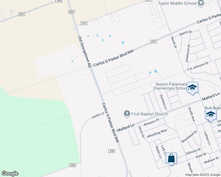 map of restaurants, bars, coffee shops, grocery stores, and more near 205 Yemen Road in Taylor