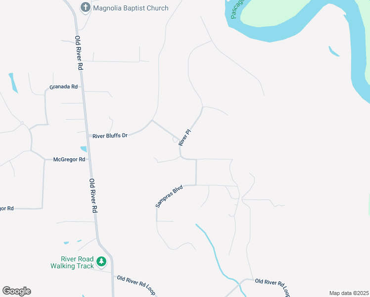 map of restaurants, bars, coffee shops, grocery stores, and more near 17100 River Place in Vancleave