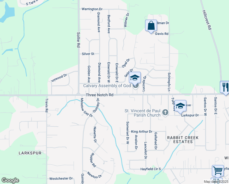 map of restaurants, bars, coffee shops, grocery stores, and more near 4801 Emerald Drive West in Mobile