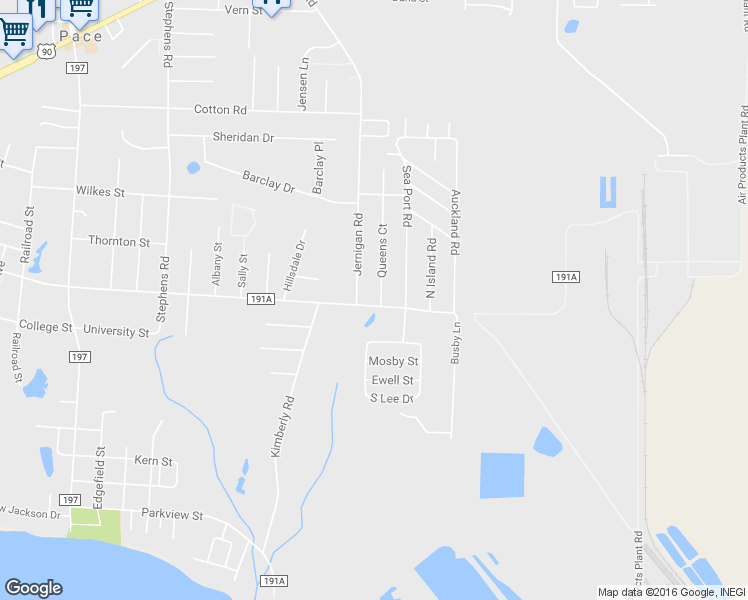 map of restaurants, bars, coffee shops, grocery stores, and more near 4201 Queens Court in Pace