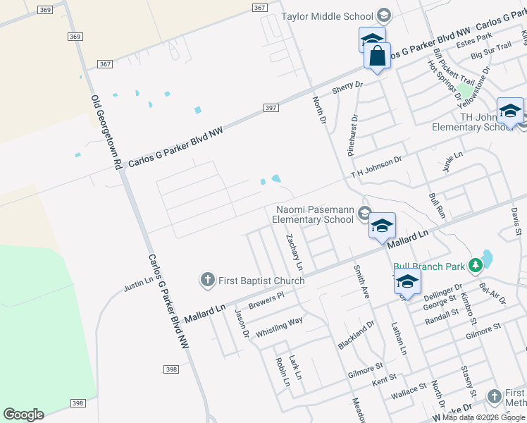 map of restaurants, bars, coffee shops, grocery stores, and more near 1914 Oaklawn Drive in Taylor