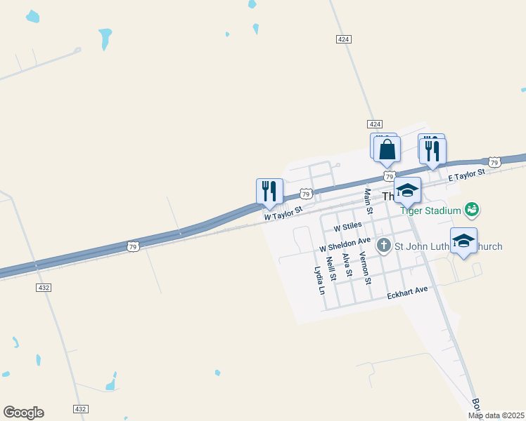 map of restaurants, bars, coffee shops, grocery stores, and more near 2809 West Taylor Street in Taylor