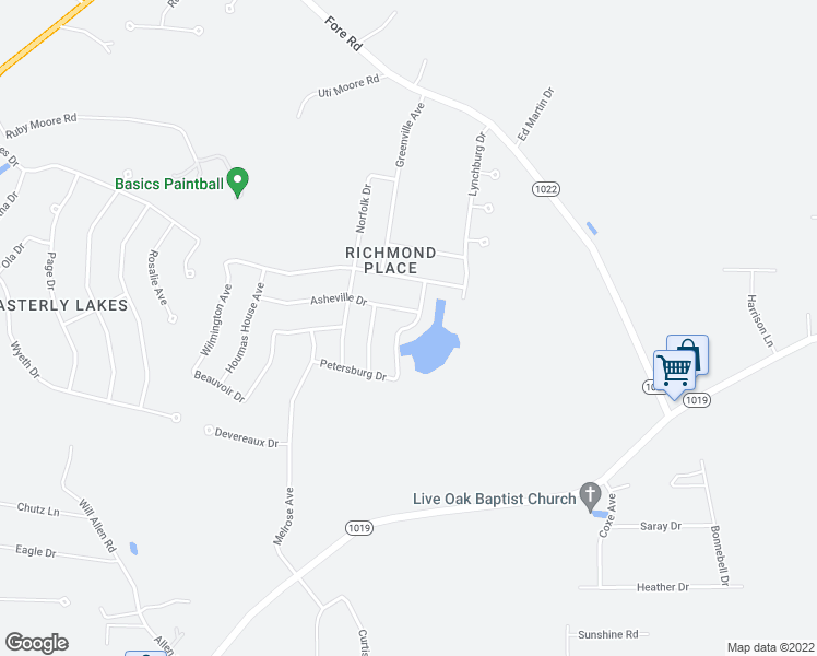 map of restaurants, bars, coffee shops, grocery stores, and more near Raleigh Drive in Denham Springs