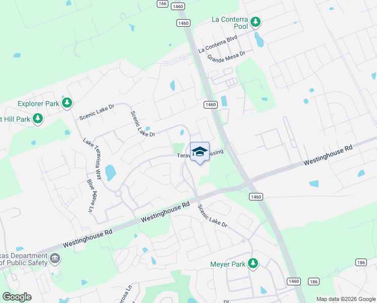 map of restaurants, bars, coffee shops, grocery stores, and more near 1124 Teravista Crossing in Georgetown