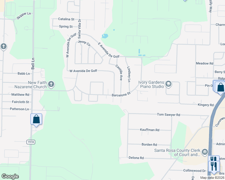 map of restaurants, bars, coffee shops, grocery stores, and more near 4217 West Avenida De Golf in Pace