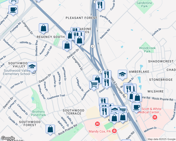 map of restaurants, bars, coffee shops, grocery stores, and more near 1810 Treehouse Trail in College Station