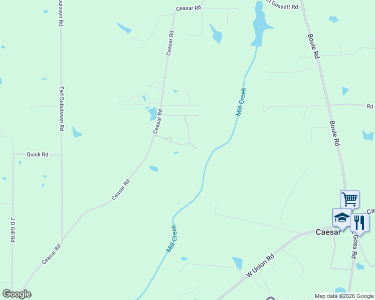 map of restaurants, bars, coffee shops, grocery stores, and more near 38 South Caesar Oaks Drive in Carriere