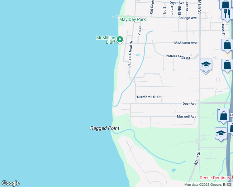 map of restaurants, bars, coffee shops, grocery stores, and more near 907 Captain O'Neal Drive in Daphne