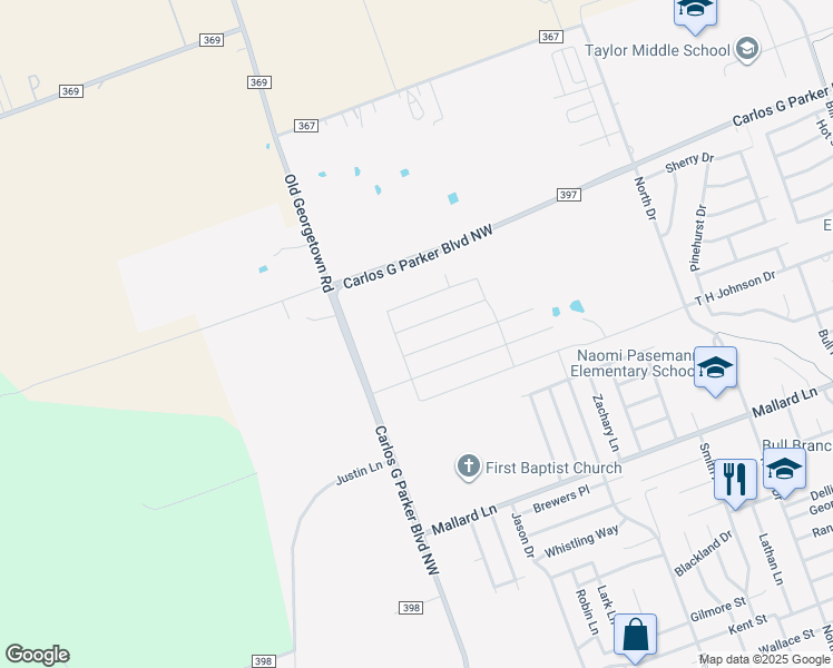 map of restaurants, bars, coffee shops, grocery stores, and more near 609 Carlos G Parker Boulevard Northwest in Taylor