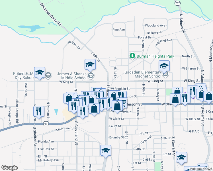 map of restaurants, bars, coffee shops, grocery stores, and more near 218 14th Street in Quincy