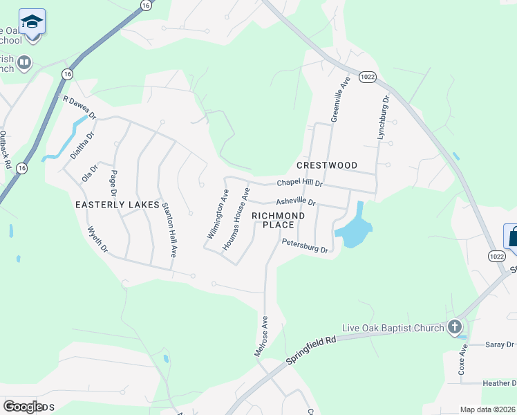 map of restaurants, bars, coffee shops, grocery stores, and more near 9873 Asheville Drive in Denham Springs