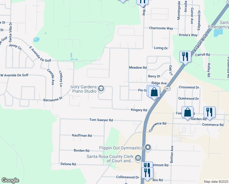map of restaurants, bars, coffee shops, grocery stores, and more near 5540 Kingery Road in Milton