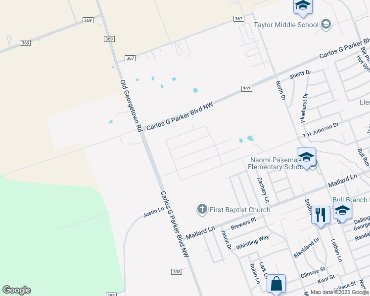 map of restaurants, bars, coffee shops, grocery stores, and more near 609 Carlos G Parker Boulevard Northwest in Taylor