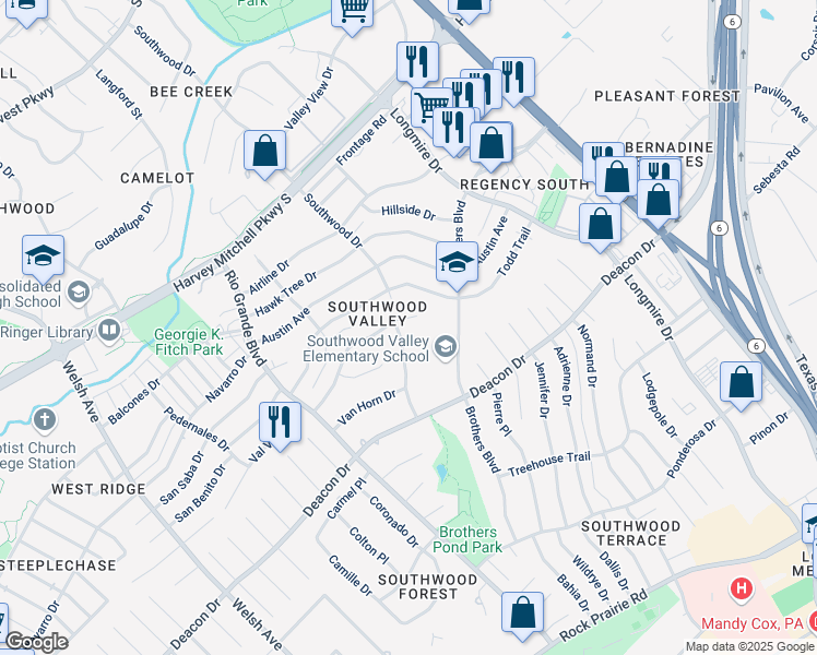 map of restaurants, bars, coffee shops, grocery stores, and more near 1302 Haley Place in College Station
