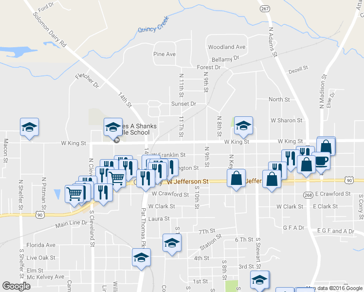 map of restaurants, bars, coffee shops, grocery stores, and more near 925 West King Street in Quincy