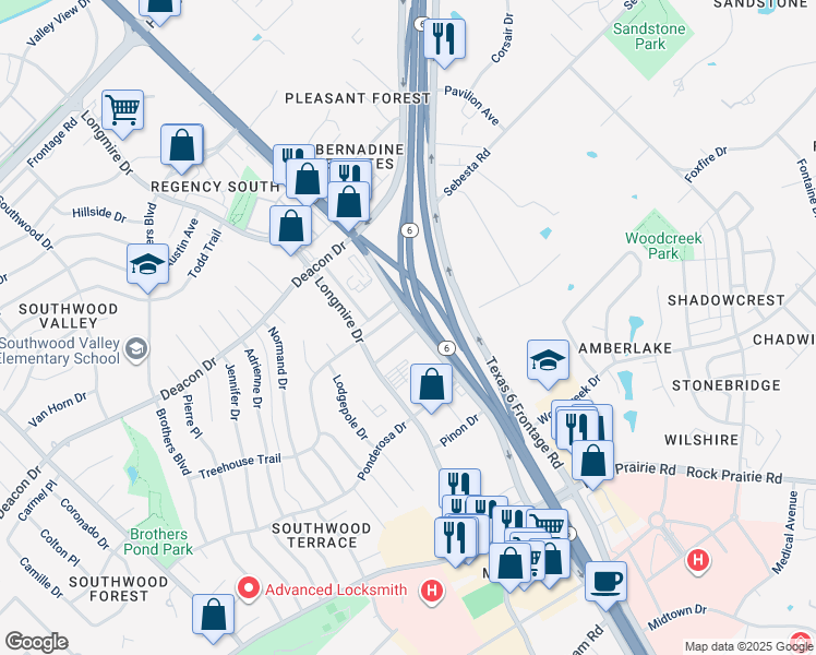 map of restaurants, bars, coffee shops, grocery stores, and more near 1810 Treehouse Trail in College Station