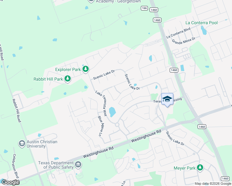 map of restaurants, bars, coffee shops, grocery stores, and more near 128 Crossvine Trail in Georgetown