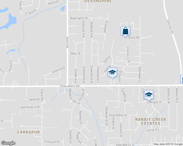 map of restaurants, bars, coffee shops, grocery stores, and more near 4801 Emerald Drive West in Mobile