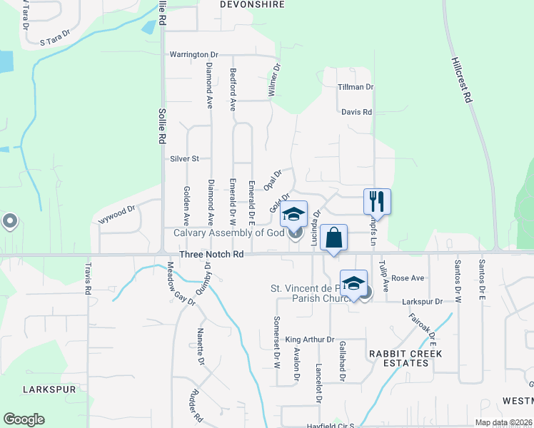 map of restaurants, bars, coffee shops, grocery stores, and more near 4808 Gold Drive in Mobile