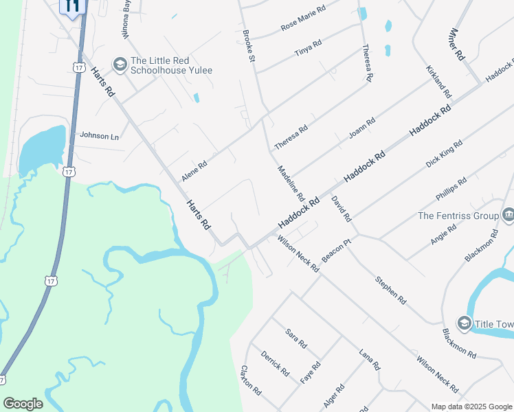 map of restaurants, bars, coffee shops, grocery stores, and more near Lindsey Kay Court in Yulee