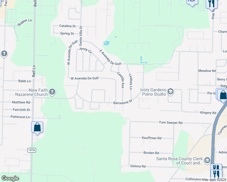 map of restaurants, bars, coffee shops, grocery stores, and more near 4217 W Avenida De Golf in Pace