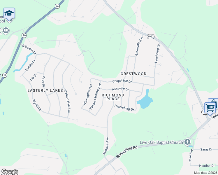 map of restaurants, bars, coffee shops, grocery stores, and more near 9927 Asheville Drive in Denham Springs