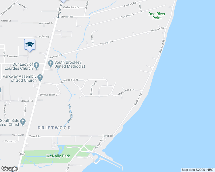 map of restaurants, bars, coffee shops, grocery stores, and more near 1100 Charmaine Circle East in Mobile