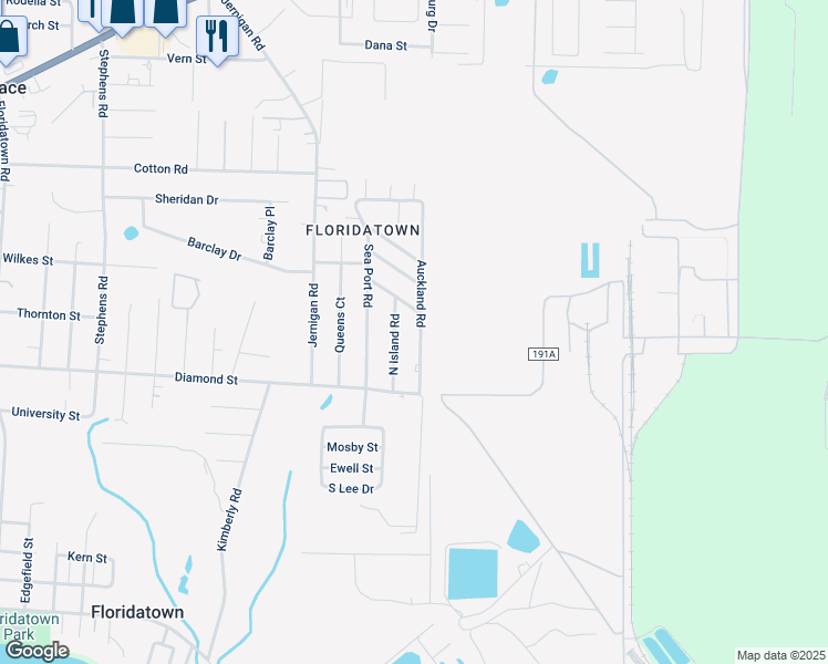 map of restaurants, bars, coffee shops, grocery stores, and more near 4233 Auckland Rd in Pace