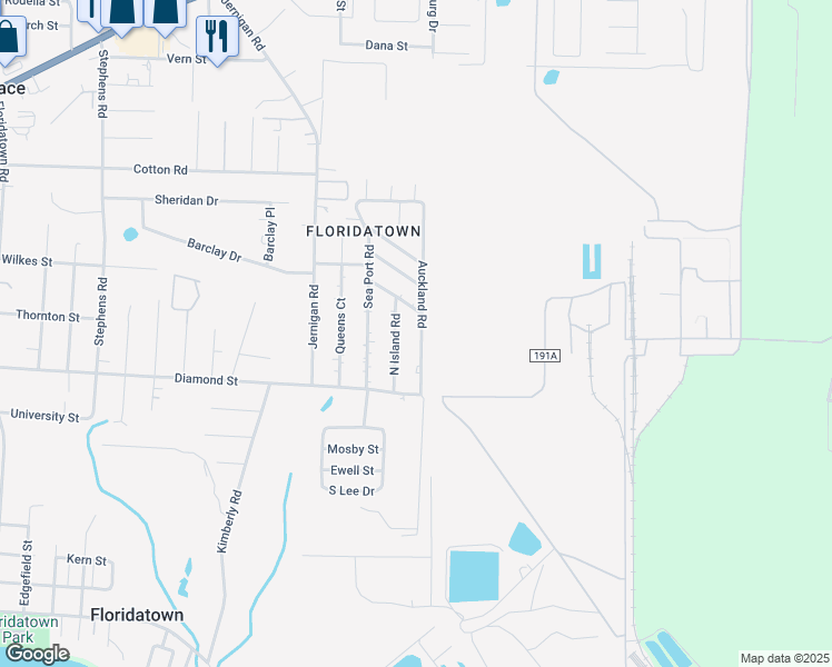 map of restaurants, bars, coffee shops, grocery stores, and more near 4233 Auckland Road in Pace