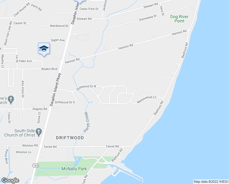 map of restaurants, bars, coffee shops, grocery stores, and more near 3909 Prima Vera Lane in Mobile