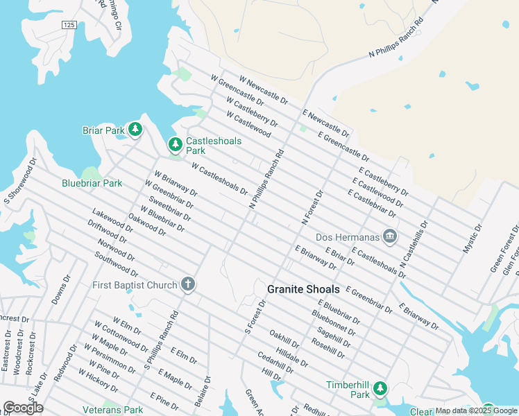map of restaurants, bars, coffee shops, grocery stores, and more near 410 North Phillips Ranch Road in Granite Shoals