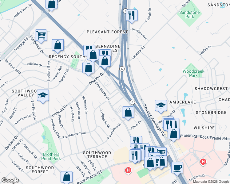 map of restaurants, bars, coffee shops, grocery stores, and more near 1810 Treehouse Trail in College Station