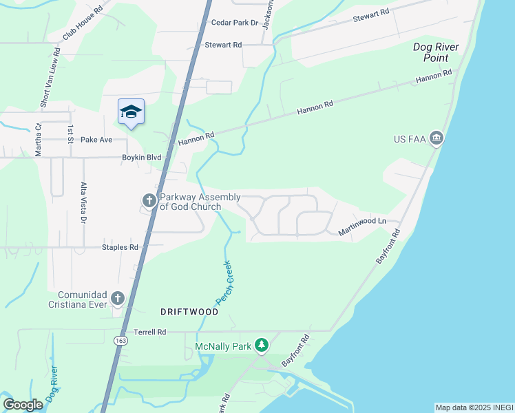 map of restaurants, bars, coffee shops, grocery stores, and more near 3910 Charmaine Circle in Mobile