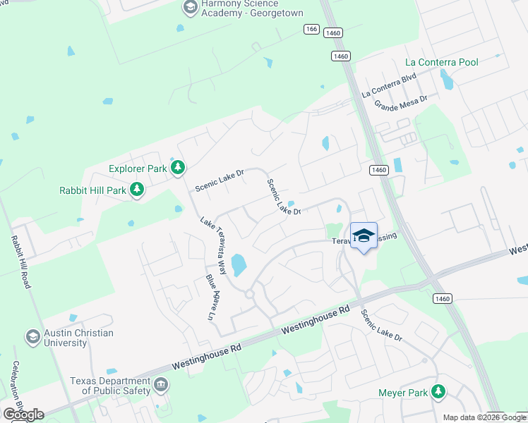 map of restaurants, bars, coffee shops, grocery stores, and more near 128 Crossvine Trail in Georgetown