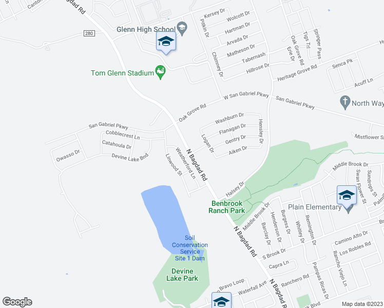 map of restaurants, bars, coffee shops, grocery stores, and more near 1213 Logan Drive in Leander